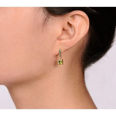 Gemminded 2 Micron Gold Over Silver Peridot & Lab-Created Emerald Earrings