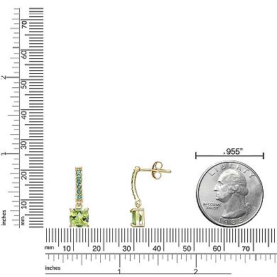 Gemminded 2 Micron Gold Over Silver Peridot & Lab-Created Emerald Earrings
