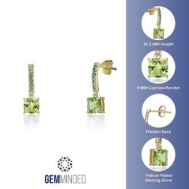 Gemminded 2 Micron Gold Over Silver Peridot & Lab-Created Emerald Earrings