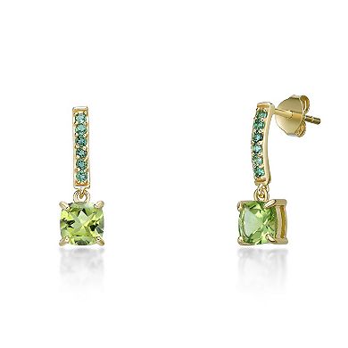 Gemminded 2 Micron Gold Over Silver Peridot & Lab-Created Emerald Earrings
