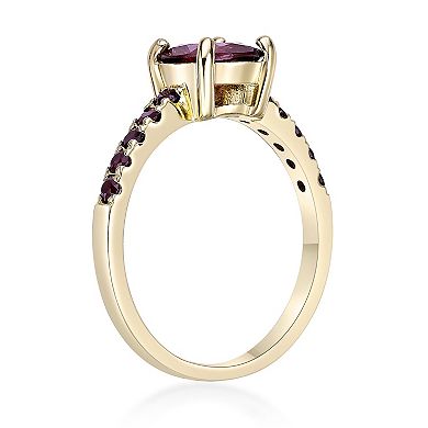 Gemminded 2 Micron Gold Over Silver Garnet Ring