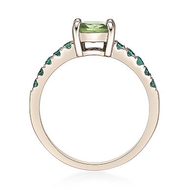 Gemminded 2 Micron Gold Over Silver Peridot & Lab-Created Emerald Ring