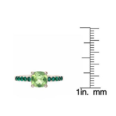 Gemminded 2 Micron Gold Over Silver Peridot & Lab-Created Emerald Ring