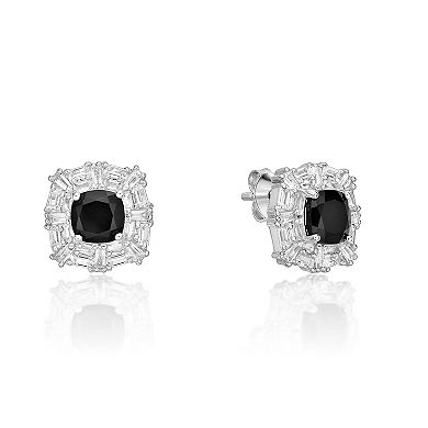 Gemminded Sterling Silver Black Onyx & Lab-Created White Sapphire Earrings