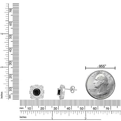 Gemminded Sterling Silver Black Onyx & Lab-Created White Sapphire Earrings