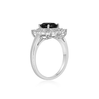 Gemminded Sterling Silver Black Onyx & Lab-Created White Sapphire Ring