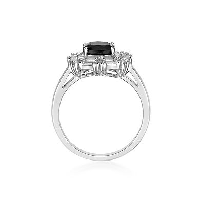 Gemminded Sterling Silver Black Onyx & Lab-Created White Sapphire Ring