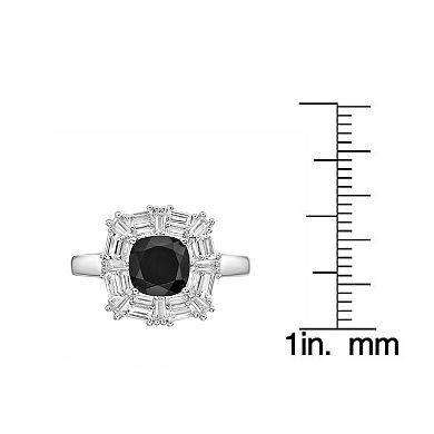Gemminded Sterling Silver Black Onyx & Lab-Created White Sapphire Ring