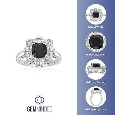 Gemminded Sterling Silver Black Onyx & Lab-Created White Sapphire Ring