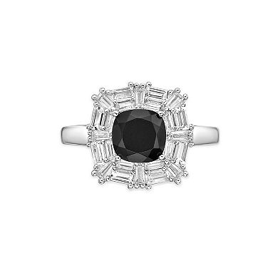 Gemminded Sterling Silver Black Onyx & Lab-Created White Sapphire Ring