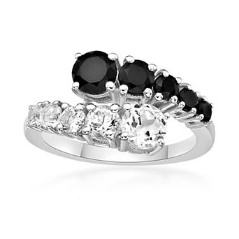 Gemminded Sterling Silver Black Onyx & Lab-Created White Sapphire Ring