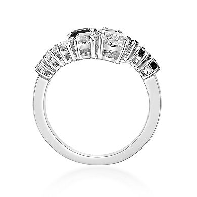 Gemminded Sterling Silver Black Onyx & Lab-Created White Sapphire Ring