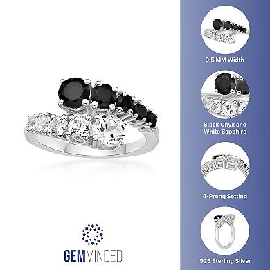 Gemminded Sterling Silver Black Onyx & Lab-Created White Sapphire Ring
