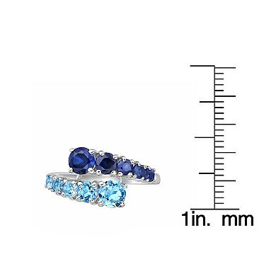 Gemminded Sterling Silver ISQA Blue Topaz & Lab-Created Sapphire Ring