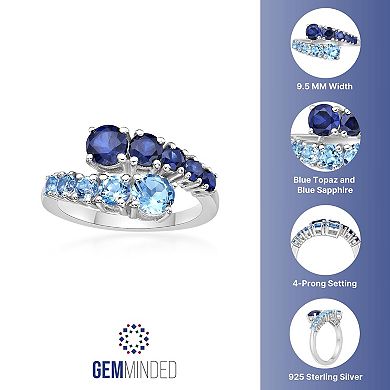 Gemminded Sterling Silver ISQA Blue Topaz & Lab-Created Sapphire Ring