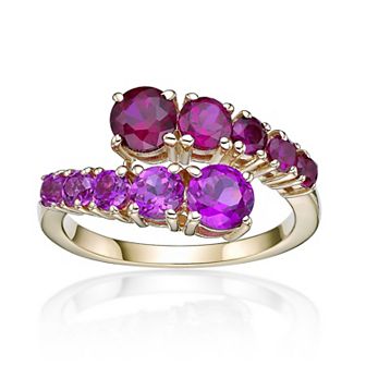 Gemminded 2 Micron Rose Gold Over Silver Lab-Created Ruby & Lab-Created Pink Sapphire Ring