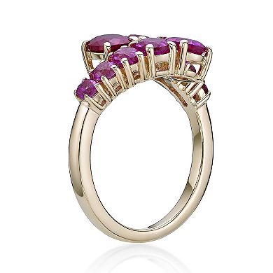 Gemminded 2 Micron Rose Gold Over Silver Lab-Created Ruby & Lab-Created Pink Sapphire Ring