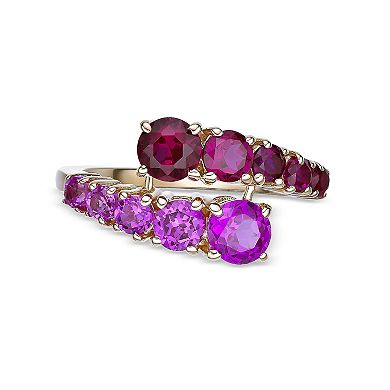 Gemminded 2 Micron Rose Gold Over Silver Lab-Created Ruby & Lab-Created Pink Sapphire Ring
