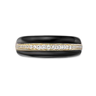 Gemminded 2 Micron 18k Gold Over Sterling Silver Black Onyx & Lab-Created White Sapphire Ring