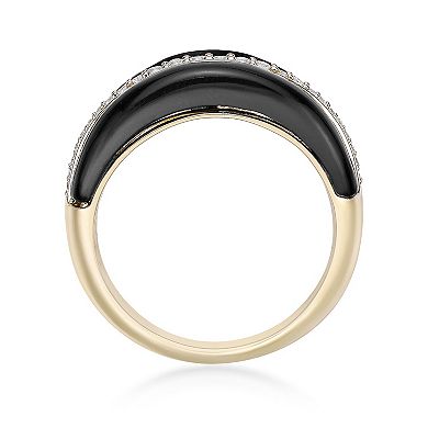 Gemminded Sterling Silver Black Onyx & Lab-Created White Sapphire Ring