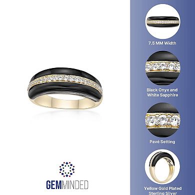 Gemminded Sterling Silver Black Onyx & Lab-Created White Sapphire Ring