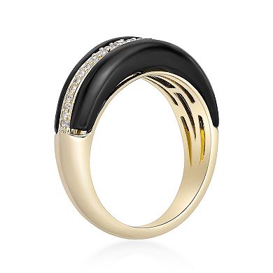 Gemminded Sterling Silver Black Onyx & Lab-Created White Sapphire Ring