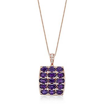 Gemminded 2 Micron Rose Gold Over Silver Amethyst & Lab-Created White Sapphire Pendant Necklace