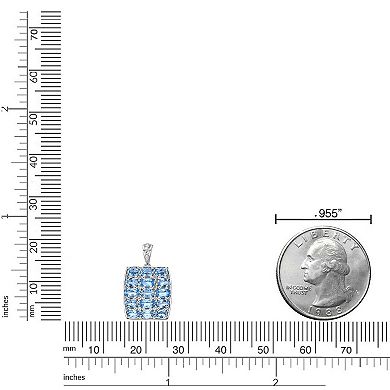 Gemminded Sterling Silver ISQA Blue Topaz & Lab-Created White Sapphire Pendant Necklace