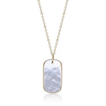 Gemminded Sterling Silver Mother of Pearl Dog Tag Pendant Necklace