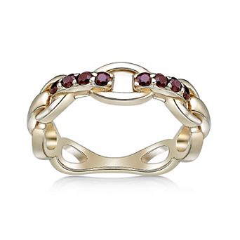 Gemminded 2 Micron Gold Over Silver Garnet Ring