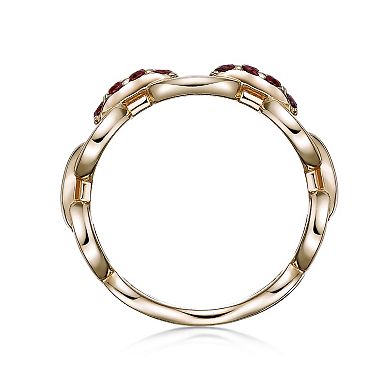 Gemminded 2 Micron Gold Over Silver Garnet Ring