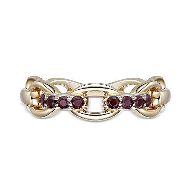 Gemminded 2 Micron Gold Over Silver Garnet Ring