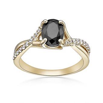 Gemminded 2 Micron Gold Over Silver Black Onyx & Lab-Created White Sapphire Ring