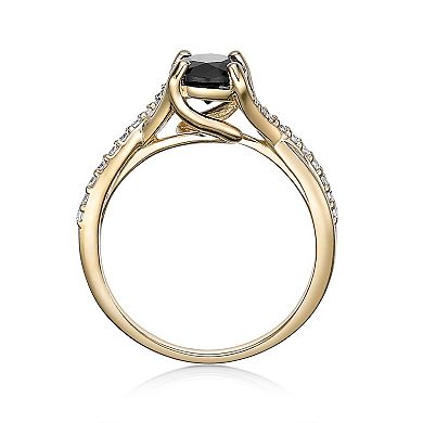Gemminded 2 Micron Gold Over Silver Black Onyx & Lab-Created White Sapphire Ring