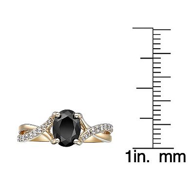 Gemminded 2 Micron Gold Over Silver Black Onyx & Lab-Created White Sapphire Ring