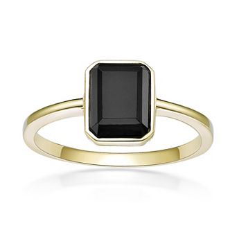 Gemminded 2 Micron Gold Over Silver Black Onyx Ring
