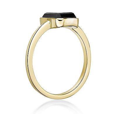 Gemminded 2 Micron Gold Over Silver Black Onyx Ring