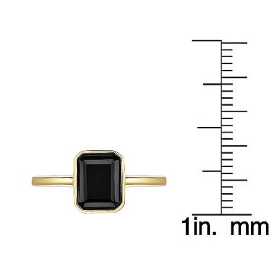 Gemminded 2 Micron Gold Over Silver Black Onyx Ring