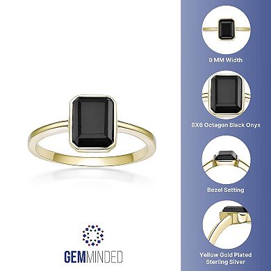 Gemminded 2 Micron Gold Over Silver Black Onyx Ring