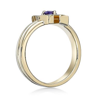 Gemminded 2 Micron Gold Over Silver Amethyst "Love" Ring