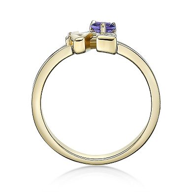 Gemminded 2 Micron Gold Over Silver Amethyst "Love" Ring