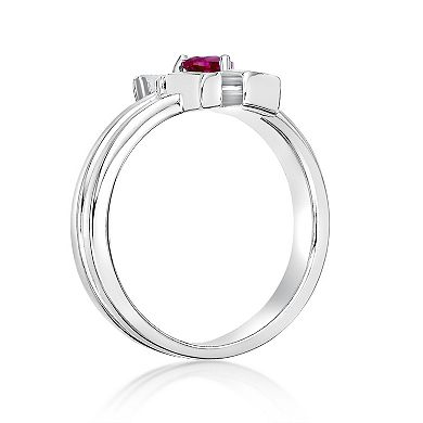 Gemminded Sterling Silver Lab-Created Ruby "Love" Ring