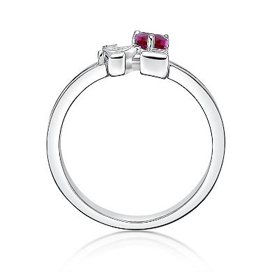 Gemminded Sterling Silver Lab-Created Ruby "Love" Ring