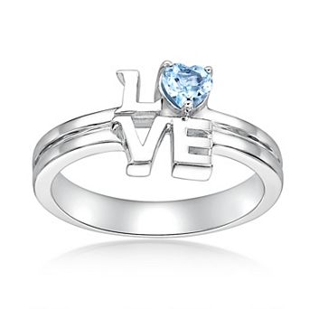 Gemminded Sterling Silver ISQA Blue Topaz "Love" Ring