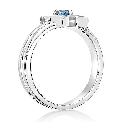 Gemminded Sterling Silver ISQA Blue Topaz "Love" Ring
