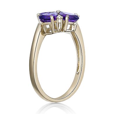 Gemminded 2 Micron Gold Over Silver Amethyst & Lab-Created White Sapphire Flower Ring
