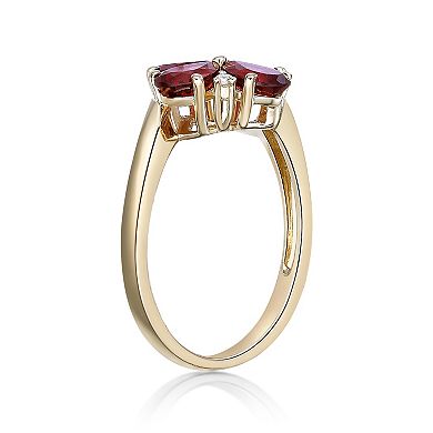 Gemminded 2 Micron Gold Over Silver Garnet & Lab-Created White Sapphire Flower Ring
