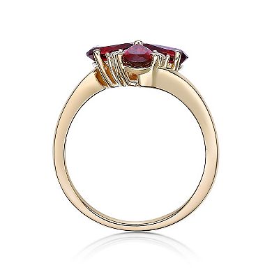 Gemminded 2 Micron Gold Over Silver Garnet & Lab-Created White Sapphire Flower Ring