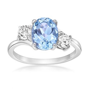 Gemminded Sterling Silver ISQA Blue Topaz & Lab-Created White Sapphire Ring