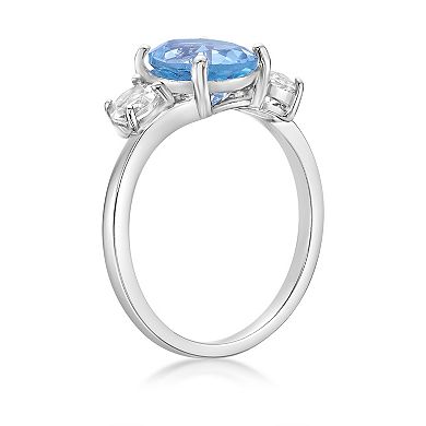 Gemminded Sterling Silver ISQA Blue Topaz & Lab-Created White Sapphire Ring